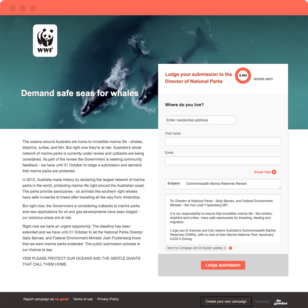 WWF Safe Seas campaign site